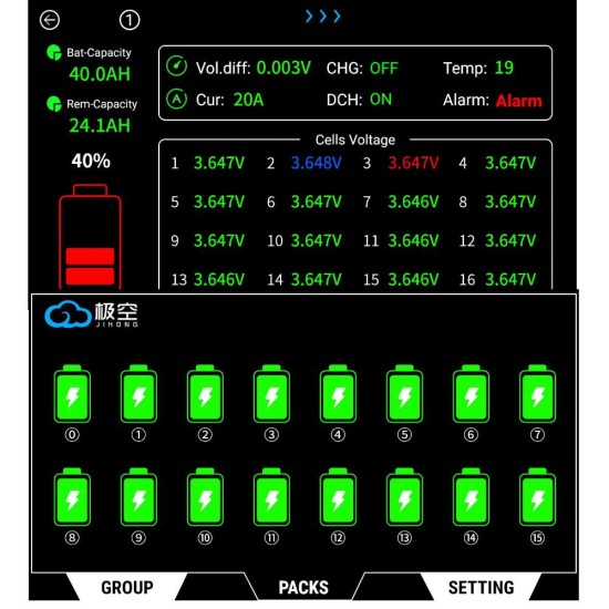 2025 JK BMS PB2A16S20P 200A with 2A Balancer & 4.3